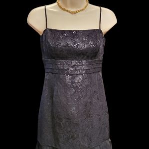 Nine West 6 Party Dress "Wear Your Fantasy" jacquard Silver on Black Fringes  Bo